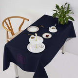 Custom Navy Light Khaki Square Table Cloth