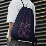 Custom Navy Purple Drawstring Bag