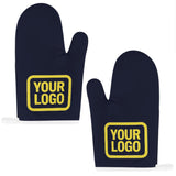 Custom Navy  Light Yellow Oven Mitt Set