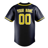 Custom Navy & Light Yellow Colors Design Sports Baseball Jersey