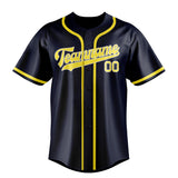Custom Navy & Light Yellow Colors Design Sports Baseball Jersey
