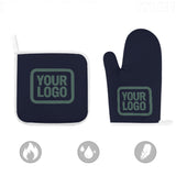 Custom Navy  Blue Green Oven Mitt Set