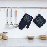 Custom Navy  Blue Green Oven Mitt Set
