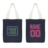 Custom Navy Pink Canvas Tote Bag