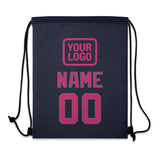 Custom Navy Pink Drawstring Bag