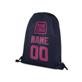 Custom Navy Pink Drawstring Bag