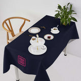 Custom Navy Blue Green Square Table Cloth