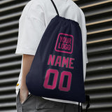 Custom Navy Pink Drawstring Bag