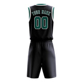 Custom Navy Blue Green Basketball Set