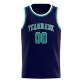 Custom Navy & Blue Green Colors Design Sports Basketball Jersey