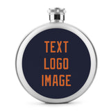 Custom Navy Orange Hip Flask