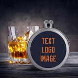 Custom Navy Orange Hip Flask