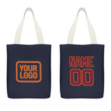 Custom Navy Crimson Red Canvas Tote Bag