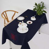 Custom Navy Orange Square Table Cloth
