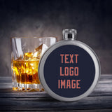 Custom Navy Copper Rose Hip Flask
