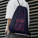 Custom Navy Purple Drawstring Bag