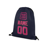 Custom Navy Pink Drawstring Bag