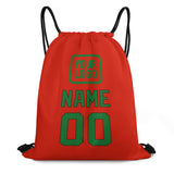 Custom Orange Red Emerald Green Drawstring Bag