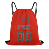 Custom Orange Red Dark Grey Drawstring Bag