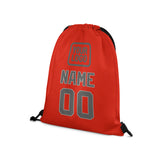 Custom Orange Red Dark Grey Drawstring Bag