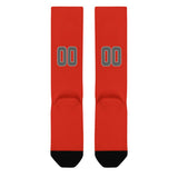 Custom Orange Red Dark Grey Knee-High Sock