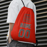 Custom Orange Red Dark Grey Drawstring Bag