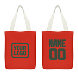 Custom Orange Red Dark Green Canvas Tote Bag