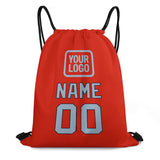 Custom Orange Red Light Blue Drawstring Bag