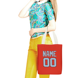 Custom Orange Red Light Blue Canvas Tote Bag