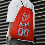 Custom Orange Red Light Blue Drawstring Bag