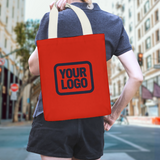 Custom Orange Red Light Blue Canvas Tote Bag