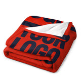 Custom Orange Red Navy Blanket