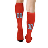 Custom Orange Red Light Blue Knee-High Sock