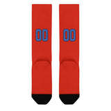 Custom Orange Red Sky Blue Knee-High Sock