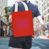 Custom Orange Red Light Pink Canvas Tote Bag