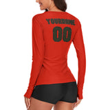Custom Orange Red Olive Women's Long-Sleeve Shirt