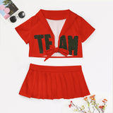 Custom Orange Red Olive Cheerleading Uniform Set