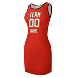 Custom Orange Red Cream Sleeveless Vest Dress