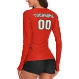 Custom Orange Red Cream Women's Long-Sleeve Shirt