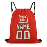 Custom Orange Red Cream Drawstring Bag