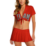Custom Orange Red Gray Cheerleading Uniform Set