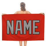 Custom Orange Red Gray Beach Towel