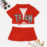 Custom Orange Red Gray Cheerleading Uniform Set