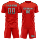Custom Orange Red Gray Soccer Jersey