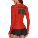 Custom Orange Red Green Women's Long-Sleeve Shirt