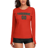 Custom Orange Red Dark Green Women's Long-Sleeve Shirt