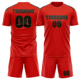 Custom Orange Red Dark Green Soccer Jersey