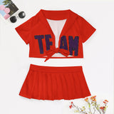 Custom Orange Red Purple Cheerleading Uniform Set