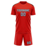 Custom Orange Red Light Blue Soccer Jersey