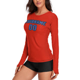 Custom Orange Red Sky Blue Women's Long-Sleeve Shirt